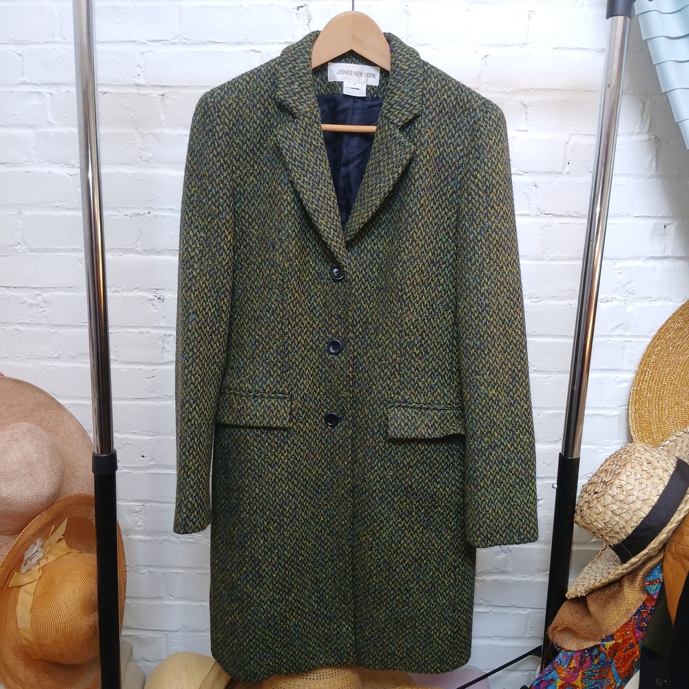 Jones New York Olive Tweed Coat